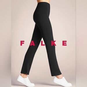 FALKE Women's Rib Leggings Opaque Black High-Waisted Ribbed Straight Leg Pants